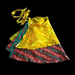 KARIZA VINTAGE WOMENS BOHO WRAP SKIRT ABOVE THE KNEE REVERSIBLE MULTICOLOR OS